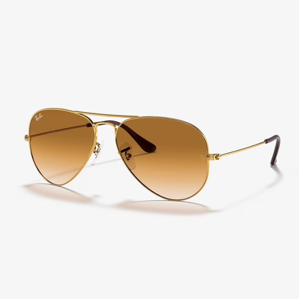 Ray-Ban Gold and Brown Aviator Sunglasses